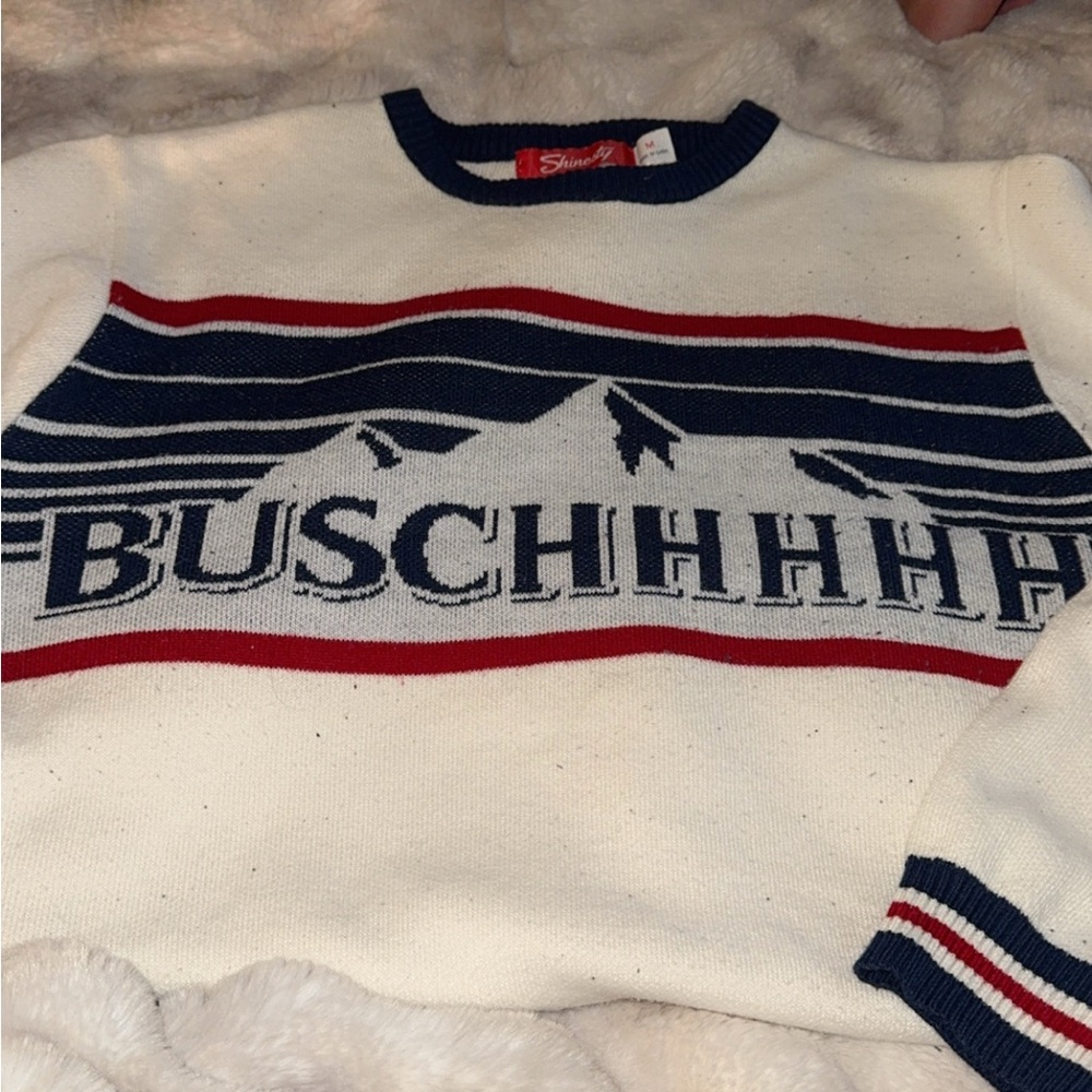 Vintage Bush White and Blue Men's Sweater